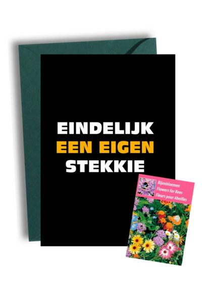 Eindelijk Een Eigen Stekkie Kaart met Bijenbloemen